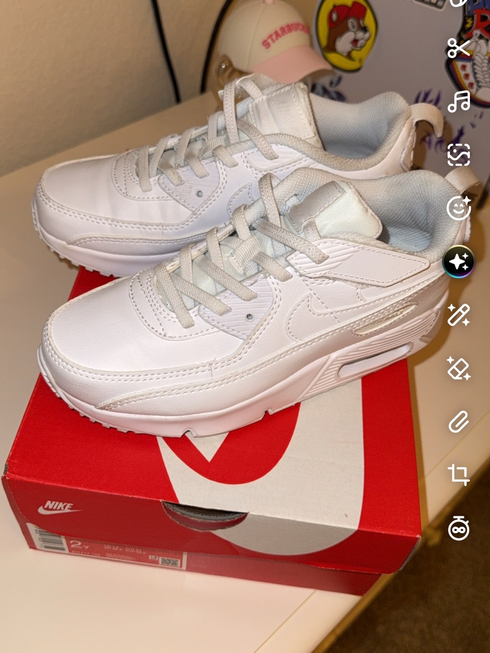 Nike Kids White Leather Air-Style Sneakers